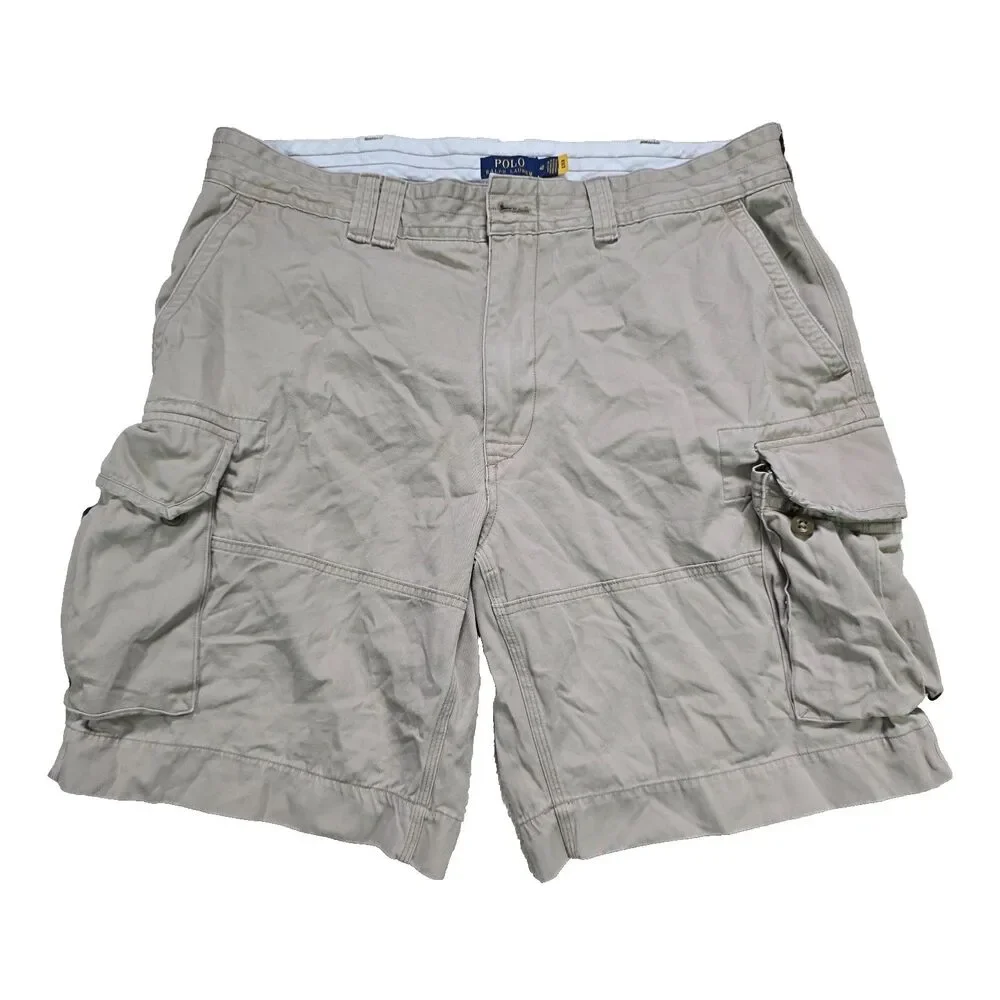 Polo Ralph Lauren Beige Cargo Shorts Men's Size 40 Pockets Belt Loops Outdoor